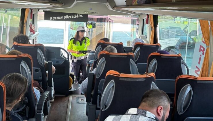 Manisa’da otobüslerde emniyet kemeri denetimi