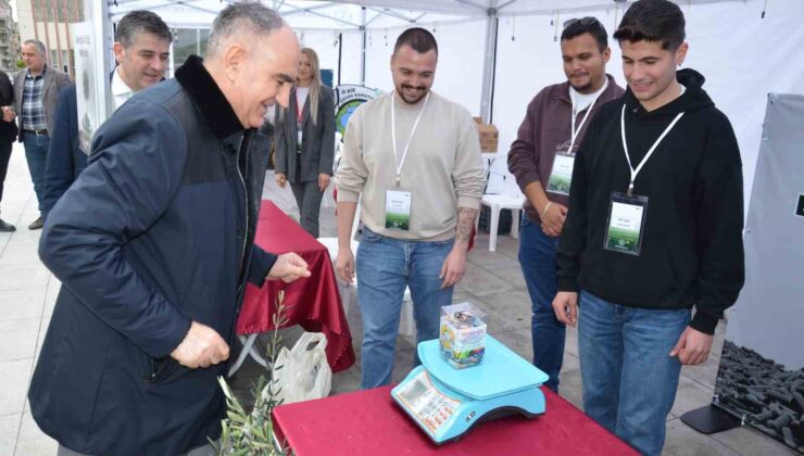 Vali Özkan atık pil teslim etti, zeytin fidanı aldı