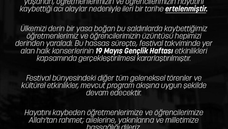 Mesir Festivali konserleri ertelendi