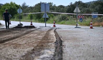 Büyüksümbüller-Ortaköy yolunda sıcak asfalt mesaisi