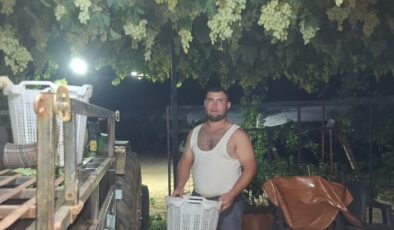 Sarıgöl’de üzüm için gece mesaisi