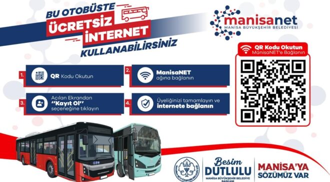 Manisa Büyükşehir Belediyesi otobüslerinde ücretsiz internet dönemi